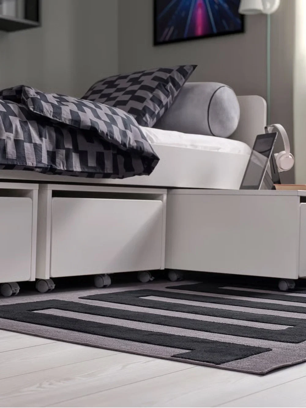 IKEA BLÅSKATA Big Size Cushion – Cylinder Shaped, Light Gray